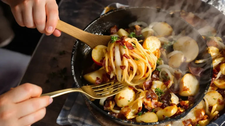 « Je la prépare en 10 minutes » : ma poêlée poireaux-pommes-lardons rapide pour toute la famille